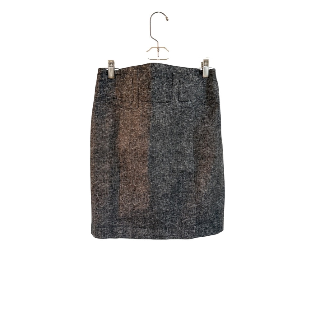 EXPRESS Pencil‎ Skirt Charcoal Heathered Button Detail Business Casual Size 6